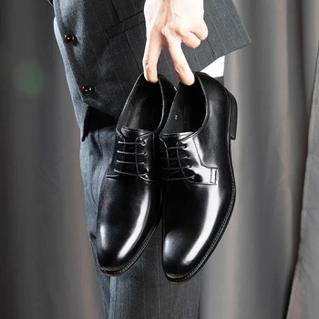 Луксозни мъжки кожени обувки Висококачествени мъжки обувки Оксфорд Сватбени кожени мъжки обувки за рокля 2023 Джентълменски офис мъжки обувки