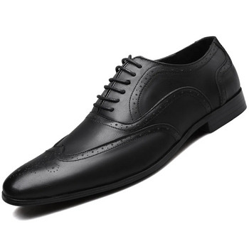 Нови официални кожени обувки за мъже Мъжки бизнес ежедневни кожени обувки 38-48 Вечеря Обувки с остри обувки Модни броги Мъжки обувки