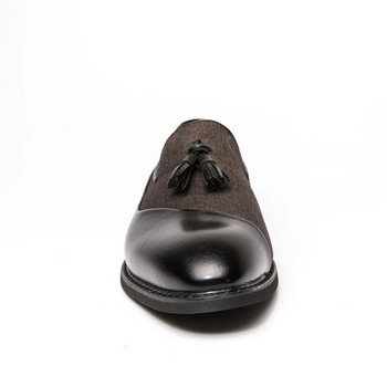 Мъжки мокасини, черни, сини пискюли, мъжки обувки, безплатна доставка, ръчно изработени мъжки обувки с кръгли пръсти, размер 38-48