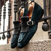 Zelene muške svečane cipele Mokasinke s resicama Slip-on okrugli vrh Vjenčane cipele za muškarce Besplatna dostava Veličina 38-46