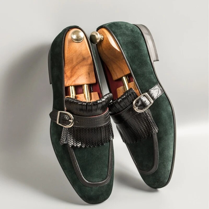 Zelene muške svečane cipele Mokasinke s resicama Slip-on okrugli vrh Vjenčane cipele za muškarce Besplatna dostava Veličina 38-46