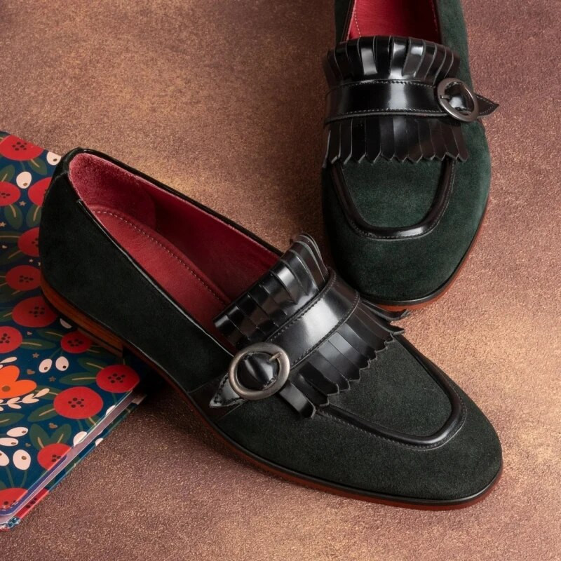 Zelene muške svečane cipele Mokasinke s resicama Slip-on okrugli vrh Vjenčane cipele za muškarce Besplatna dostava Veličina 38-46