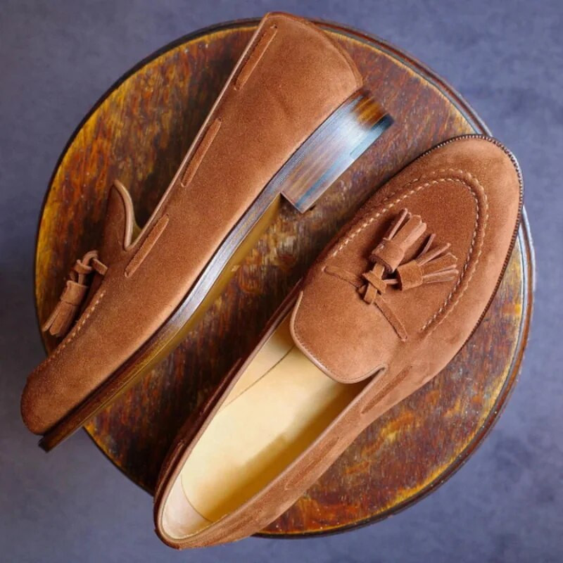 Svečane cipele Muške britanske brušene kože s šavovima s resicama Klasične modne poslovne natikače Vjenčane cipele Zapatos Hombre