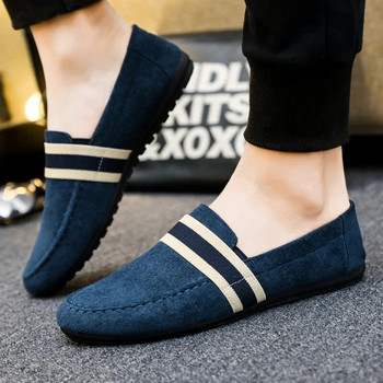 Едноцветни маратонки на райета Мъжки обувки Черни, сини мокасини Обувки Меки удобни ежедневни обувки за мъже, равни обувки Zapatos Casuales