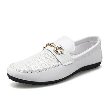 Мъжки мокасини Удобни плоски ежедневни обувки Дишащи обувки за шофиране от мека телешка кожа Мокасини Hombre Мъжки обувки Бели