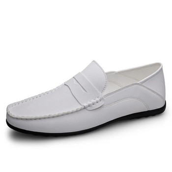 Летни мъжки мокасини Сватбена рокля Бели мокасини за шофиране Обувки Мъжки ежедневни обувки Леки мъжки обувки с цепени кожени пантофи