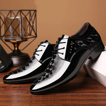 Кожени мъжки обувки Oxfords Ежедневна рокля Мъжки обувки с връзки Дишащи официални офис за мъже Големи размери 38-48 Равни обувки
