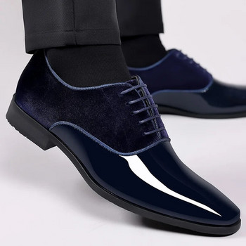 Нови обувки Oxford Мъжки обувки с остри пръсти Луксозни лакирани сватбени обувки Класически обувки дерби 2023 Кожени обувки Размер 38-48