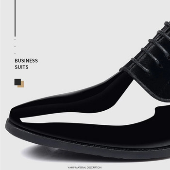 Нови обувки Oxford Мъжки обувки с остри пръсти Луксозни лакирани сватбени обувки Класически обувки дерби 2023 Кожени обувки Размер 38-48