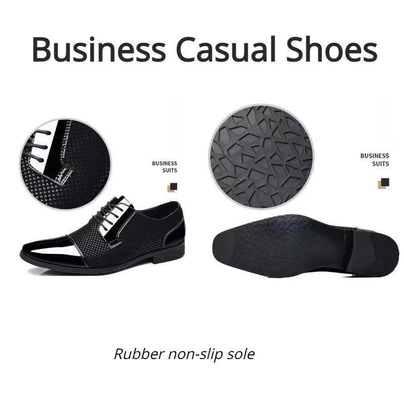 Ρετρό ανδρικά παπούτσια κλασικού φόρεμα Oxfords λουστρίνι ανδρικά παπούτσια Lace Up Social παπούτσι Μαύρα δερμάτινα ανδρικά παπούτσια για πάρτι