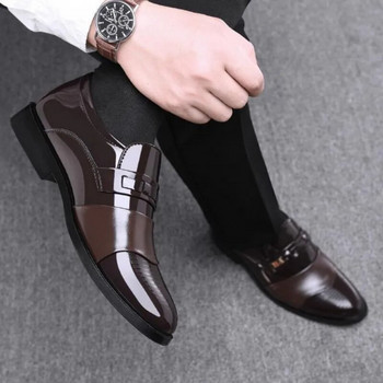 Луксозни кожени мъжки обувки за сватба, официални оксфордски бизнес ежедневни офис работни обувки за мъже Класически мъжки обувки с остри рокли