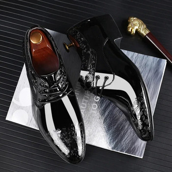 Παπούτσια Οξφόρδης για άντρες πολυτελή λουστρίνι γαμήλια παπούτσια γραφείου σε ανδρικό παπούτσι εργασίας Νέα μύτη ντέρμπι sapatos masculinos
