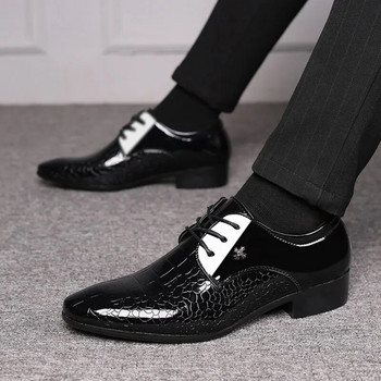Най-новите италиански обувки Oxford Мъжки луксозни лакирани кожени сватбени обувки Обувки с остри рокли Класически дерби Големи размери 38-48