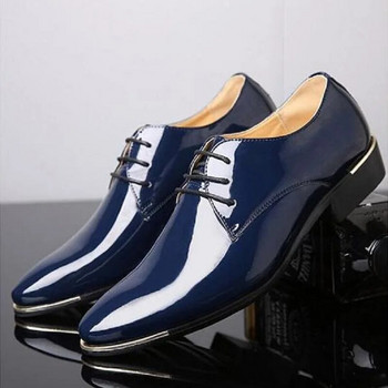 Луксозни мъжки обувки Оксфорд Качествена лачена кожа Бяла сватба Размер 38-48 Черна кожена мека мъжка рокля Официални обувки Мъжки 10A34