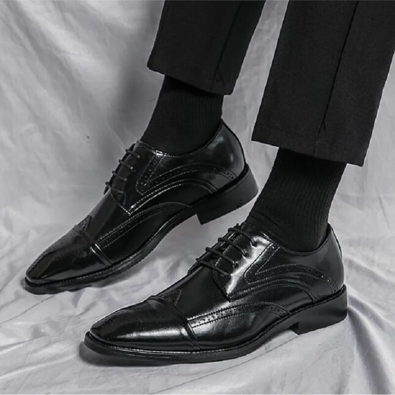 Plus veličina 48 Brogue svečane cipele Muške poslovne ležerne cipele na vezanje Mladoženjine pojedinačne cipele za vjenčanje 1AA16
