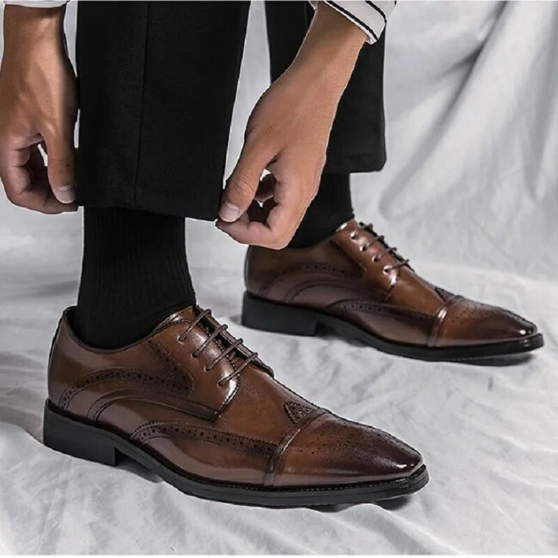Plus veličina 48 Brogue svečane cipele Muške poslovne ležerne cipele na vezanje Mladoženjine pojedinačne cipele za vjenčanje 1AA16