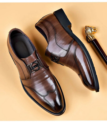 Мъжки бизнес кожени обувки Рокля Обувки за ходене Нови леки дишащи ежедневни мокасини Обувки от изкуствена кожа Черни мъжки обувки Голям размер
