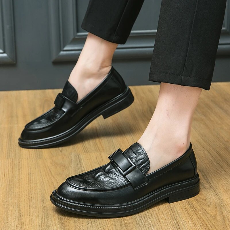 Vyriški laisvalaikio batai Krokodilo rašto odiniai bateliai Aukštos kokybės mokasinai, slydimo plokščiapadžiai Madingi Vyriški batai Vyriški vairavimo batai    