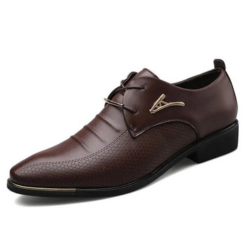 Мъжки кожени обувки за рокля Бизнес мъжки официални ежедневни обувки Офис работни плоски мокасини Обувки за мъжки оксфордски сватбени обувки