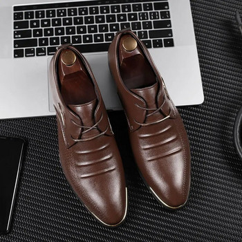 Ανδρικά δερμάτινα παπούτσια για φόρεμα Business Man Επίσημα Casual Παπούτσια γραφείου Flat Loafers Υποδήματα για ανδρικά Oxford Pointed Wedding Shoes
