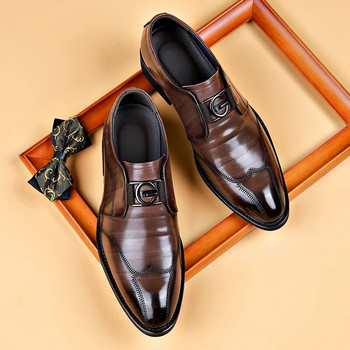 Висококачествени ежедневни обувки Oxford Мъжки обувки от PU кожа Обувки за костюми Сватбени официални бизнес апартаменти Италиански обувки Голям размер