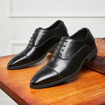 Мъжки сватбени обувки Кожени бизнес ежедневни обувки Висококачествени мъжки рокли Офис луксозни обувки Мъжки дишащи обувки Oxford 10A3