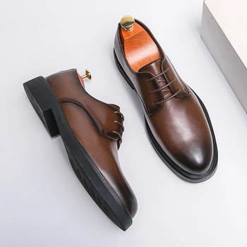 Класически италиански кожени обувки с остър връх Мъжки луксозни оксфордски бизнес официални офис мъжки обувки Boos Dress Мъжки черни сватбени обувки