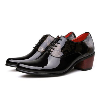 Мъжки обувки за рокля Модни лачени мъжки официални обувки 2023 Луксозни бизнес офис сватбени обувки Мъжки обувки на висок ток D2H9