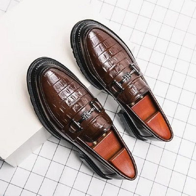 2023. Luksuzne cipele s uzorkom krokodila, visokokvalitetne kožne modne muške cipele, gumeni potplat, smeđe ležerne cipele 1AA10