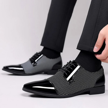 Μοντέρνα κλασικά ανδρικά παπούτσια για ανδρικά παπούτσια Oxfords λουστρίνι με κορδόνια Επίσημα μαύρα δερμάτινα παπούτσια για πάρτι γάμου Μόδα