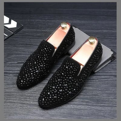 Ανδρικό Night Club Suede Leather Loafers Ανδρικά πριτσίνια Diamond Party Flats Man Moccasins Oxfords Casual Παπούτσια Μεγάλο μέγεθος 47 10A6