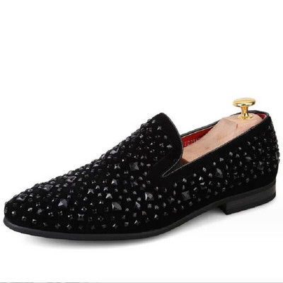 Muške noćne klubske antilop kožne mokasine muške zakovice dijamantne ravne cipele za zabave muške mokasine oksfordice ležerne cipele velika veličina 47 10A6