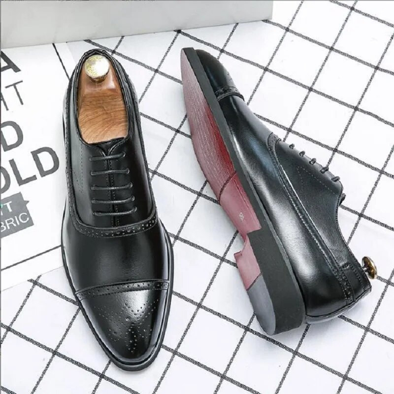 Oxfords vyriški batai raudona padu mada verslo atsitiktinis vakarėlis kasdienis retro stiliaus raižytas suvarstomas Brogue suknelės batai Da60