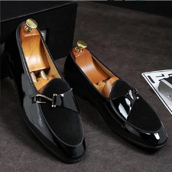 Мъжки официални кожени обувки кафяви черни сини метални куки декорация мъжки рокли офис парти сватбени обувки da67