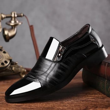 Италиански черни официални обувки Мъжки мокасини Обувки за сватбена рокля Лачени обувки Оксфорд за мъжки кожени обувки Zapatos De Hombre