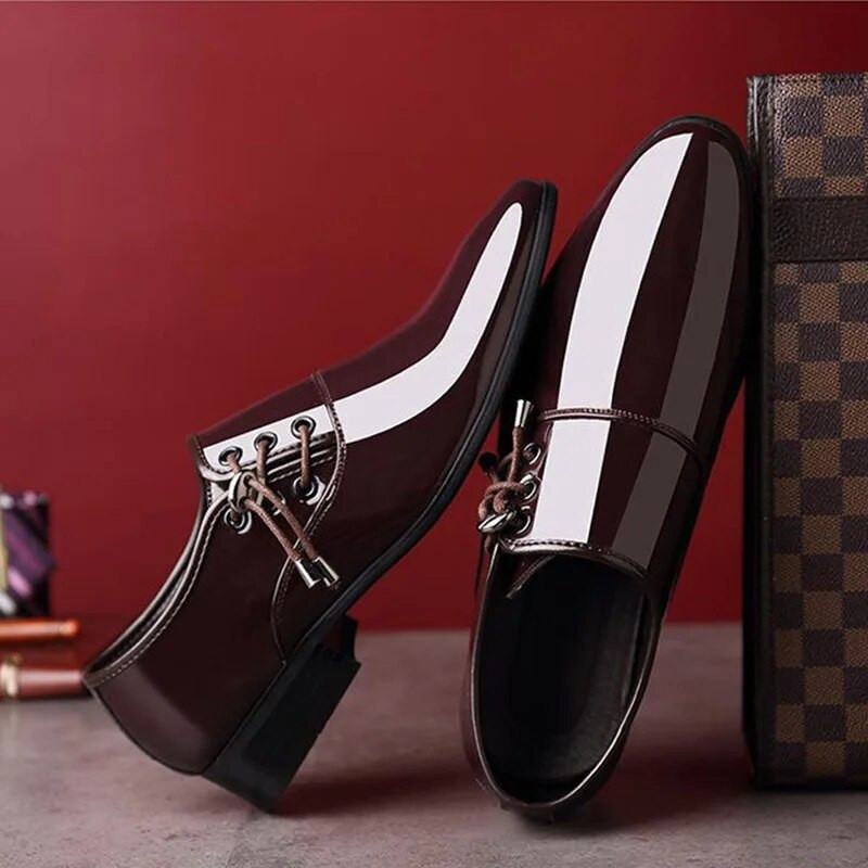 Vyriški odiniai batai su smailiu pirštu Vyriški verslo oficialūs batai Vyriški Blizgūs laisvalaikio batai vestuvių vakarėliui didelio dydžio Zapatos Hombre Casuales