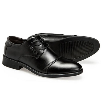 LIN KING Модни мъжки обувки от изкуствена кожа с голям размер Ежедневни оксфордски обувки Официални обувки с остри пръсти Обувки с остри пръсти