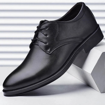 Плюс размер 38-48 Мъжки кожени обувки Бизнес обувки за рокли Универсални ежедневни обувки Ударопоглъщащи обувки Устойчиви на износване мъжки обувки