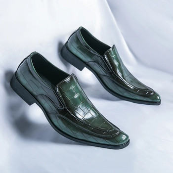 Μόδα ανδρικά παπούτσια φόρεμα με τετράγωνα δάχτυλα Slip On Party Loafers Επίσημα κοινωνικά παπούτσια Chelsea Ανδρικά παπούτσια γάμου