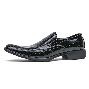 Модни обувки с квадратни пръсти за мъже с приплъзване на парти мокасини Официални социални обувки Челси Мъжки сватбени обувки