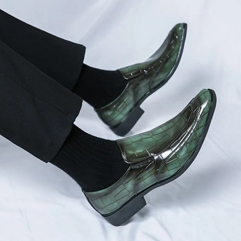 Мъжки оксфордски обувки в британски стил Модни зелени кожени обувки на каре за мъже Обувки за рокля Бизнес мъжки официални обувки Social Masculino