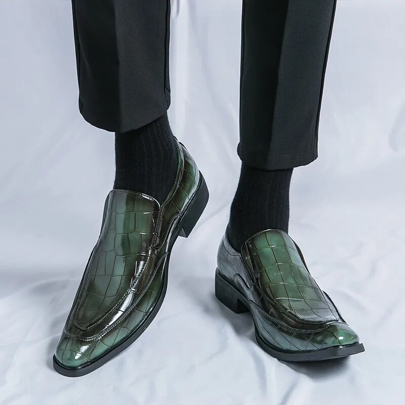 Ανδρικά παπούτσια βρετανικού στυλ Οξφόρδης Πράσινα καρό δερμάτινα παπούτσια για άντρες φόρεμα Επαγγελματικά ανδρικά επίσημα παπούτσια Social Masculino