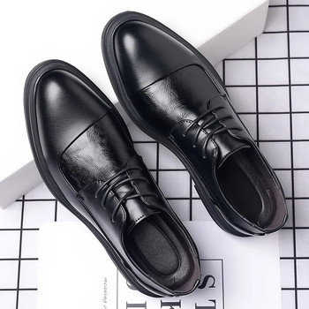 Επώνυμα επώνυμα μαύρα δερμάτινα παπούτσια για άντρες Wed dress παπούτσι Lace Up Casual Business Oxfords Point Toe Επίσημα ανδρικά παπούτσια
