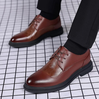 Дизайнерски маркови черни кожени обувки за мъже, сватбени обувки с връзки, ежедневни бизнес оксфордски обувки с остри пръсти, официални официални мъжки обувки