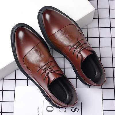 Dizainerio prekės ženklo juodi odiniai batai vyrams Vestuvinė suknelė Batų raišteliai Laisvalaikio verslo Oxfords Point Toe Office oficialūs batai vyrams