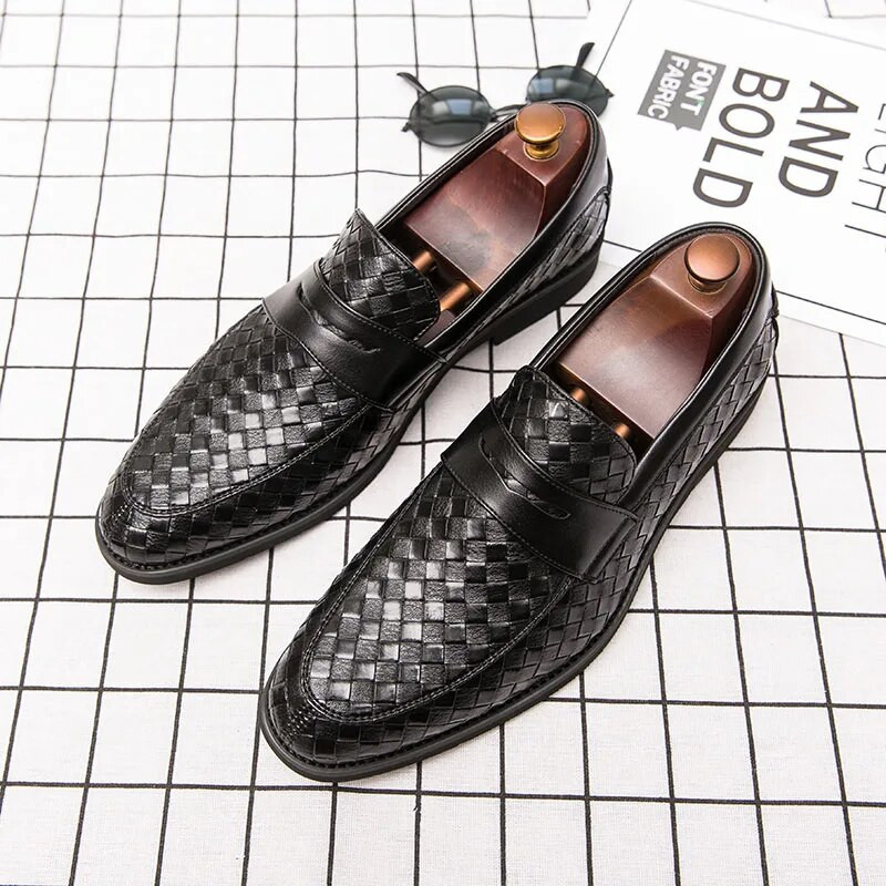 Μόδα καρό ανδρικά Loafers Slip On Dress Παπούτσια Ανδρικά Επίσημα Social Παπούτσια Ανδρικά δερμάτινα υποδήματα Zapatos De Hombre Elegantes