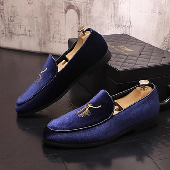 Модни бродирани мъжки парти обувки Ежедневни луксозни официални мъжки мокасини Италиански дишащи мъжки обувки тип лодка Размер 47 1AA56
