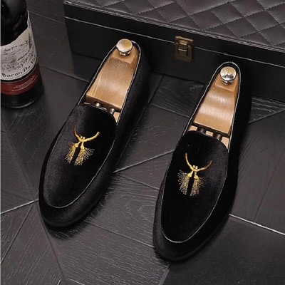 Μόδα κεντημένα ανδρικά παπούτσια για πάρτι Casual Luxury Formal Ανδρικά Loafers Ιταλικά Breathable Ανδρικά Παπούτσια Βάρκας Μέγεθος 47 1AA56