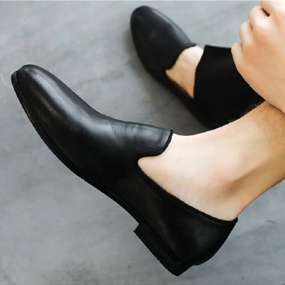 Loafers Vyriški užsegami smaili zomšiniai tingūs juodi mėlyni kvėpuojantys rankų darbo suknelės batai vyrams Da024