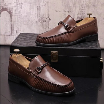 Мъжки кожени обувки Нови мокасини Летни бизнес официални ежедневни обувки Младежки обувки в британски стил D2H58